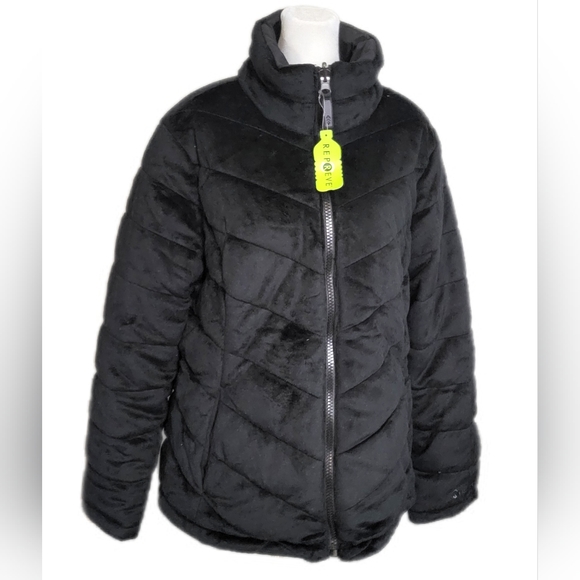 NWT Free Country Reversable Puffer Coat Jacket Black Sz XL $120 wind resistant - Picture 2 of 13